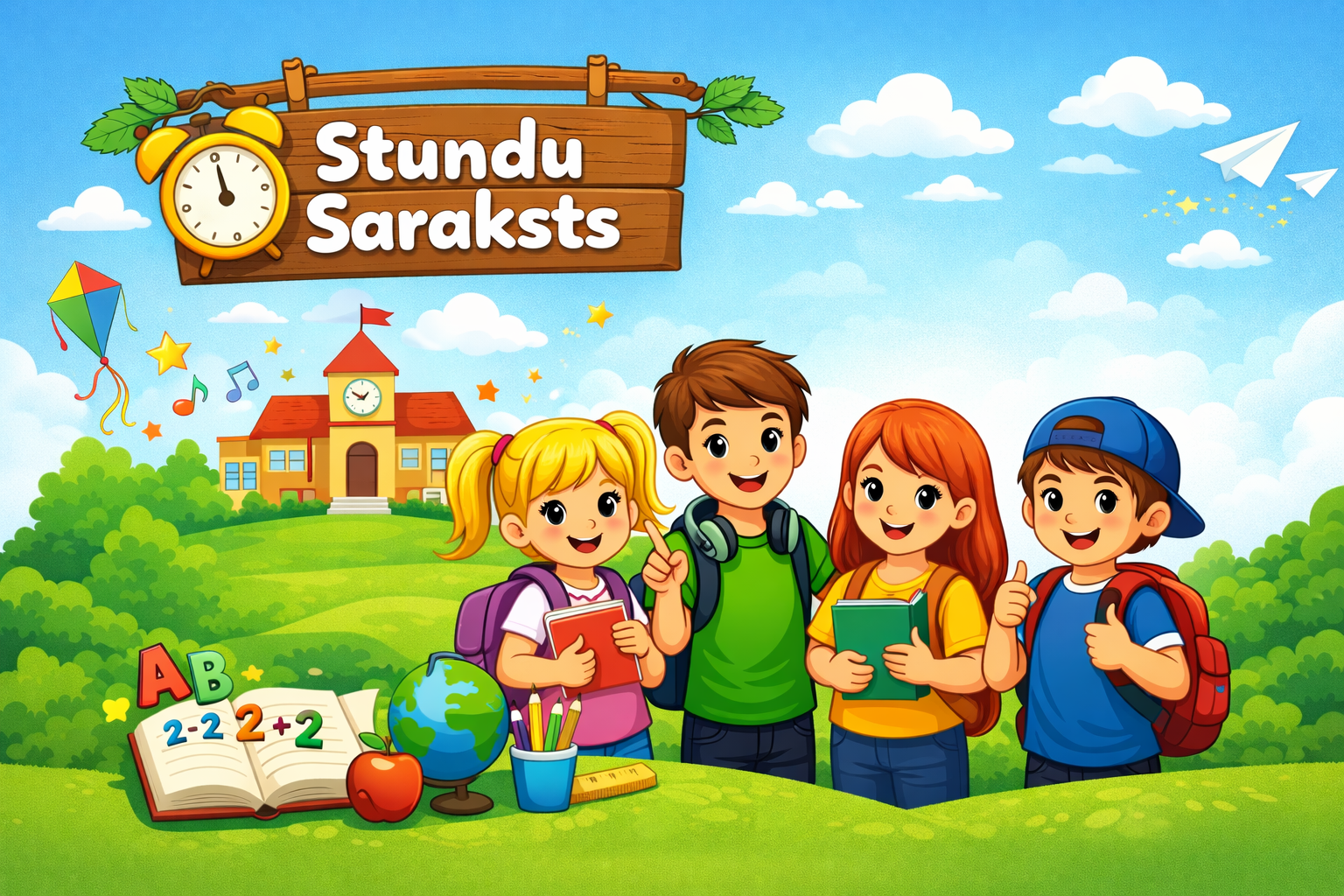 MI ģenerēts attēls ar bērniem un uzrakstu 